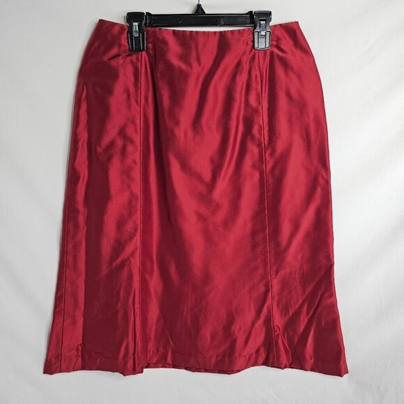 Vtg BERGDORF GOODMAN CARMEN MARC VALVO Straight Satin Skirt RED size 6 Preppy - Picture 2 of 8